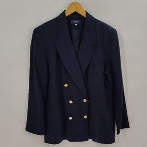 Breeches Blazer Jacket Size 10 Navy Gold Buttons Linen